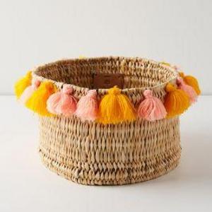 Tasseled Basket GREY