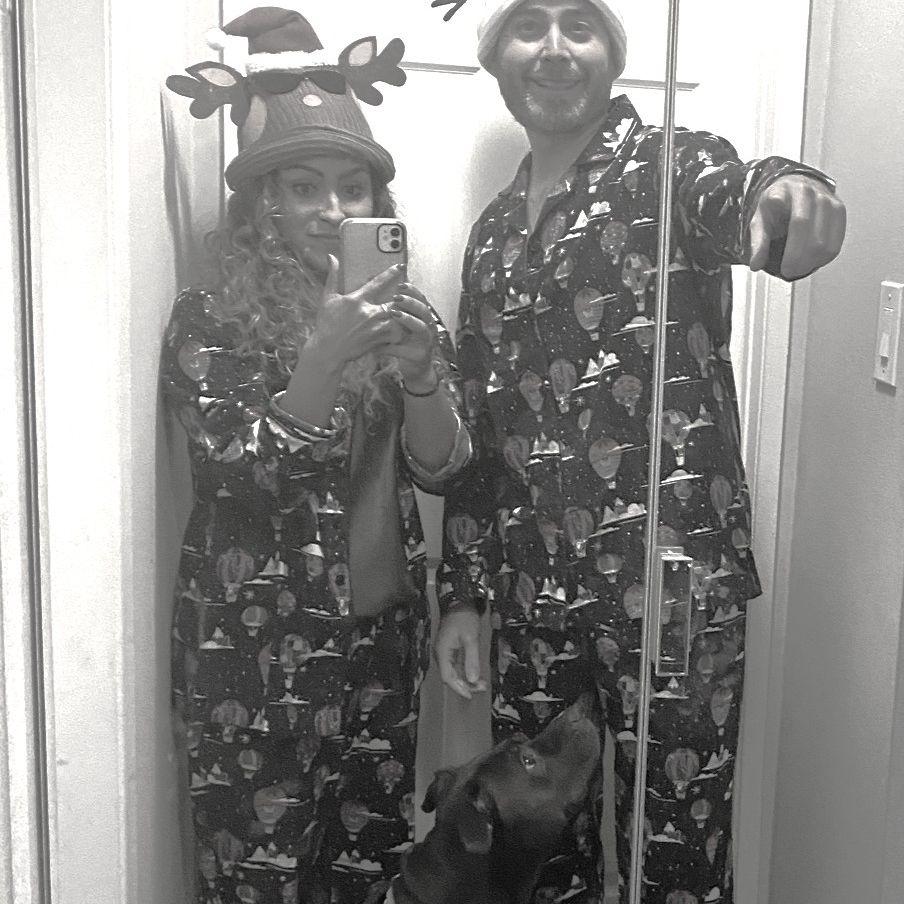Covid Christmas 2020: Matching jammies with Rocky.