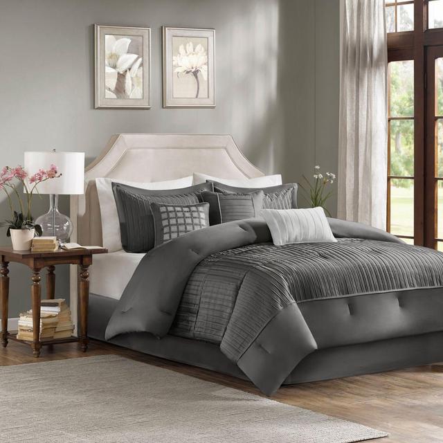 Madison Park Trinity Reversible Queen Comforter Set in Grey