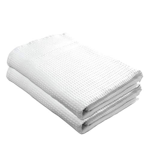 Gilden Tree Premium Bath Towels 2 Pc Set 100% Natural Cotton Quick Dry Waffle Weave Lint Free Soft Luxurious Fabric Solid Colors Oversized Thin Cloth Fade Resistant (White)