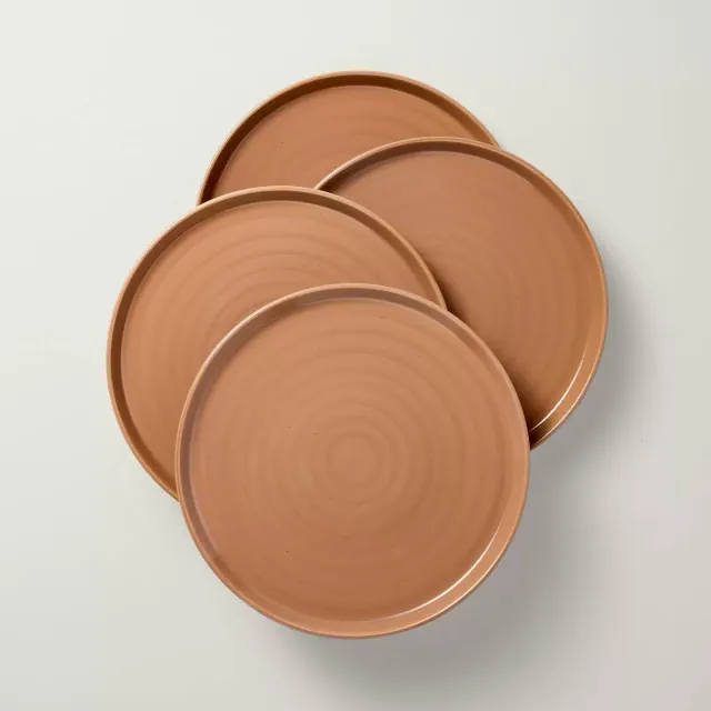 4pk 10" Flared Brim Stoneware Dinner Plate Cosmic Rust - Hearth & Hand™ with Magnolia