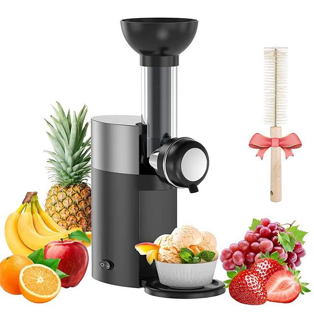 Frozen Fruit Ice Cream Maker, Household Fully Automatic Mini DIY Slush Dessert Maker, Home Soft Serve Dessert Maker for Kids Dishwasher Safe, Black