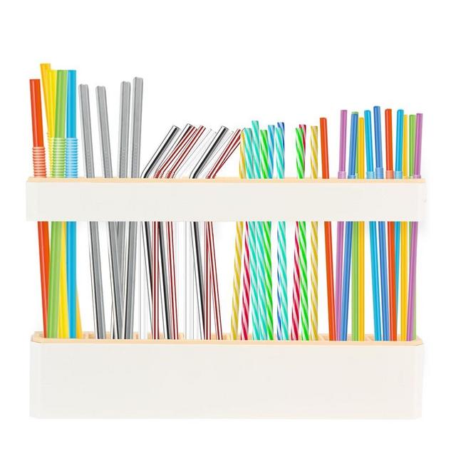 JZXFYSJYW Straw Holder Detachable and Washable Organizer for Reusable Straw Holder for Cabinet Straw Storage Container for Kitchen Counter and Cupboard (Pure)