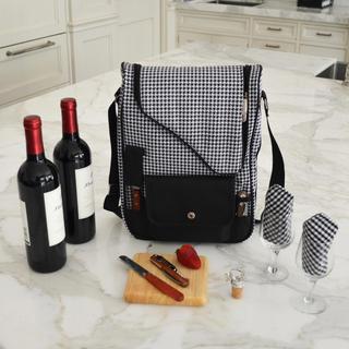 Insulated 2-Bottle Wine Carrier Set with Glasses & Accessories