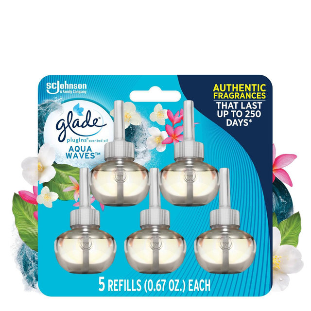 Glade PlugIns Scented Oil Air Freshener Aqua Waves Refill - 3.35oz/5ct