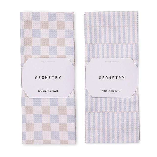 GEOMETRY Kitchen Tea Towels - Quick Dry Microfiber Dish Towels for Kitchen - Ensemble Neutre 18" x 30" - 2 Pack
