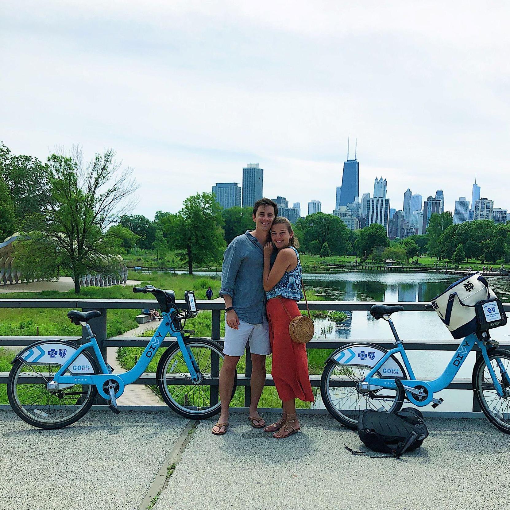 First picture together, Julia's first trip to Chicago, first full day spent together exploring the city and enjoying time with family and friends
