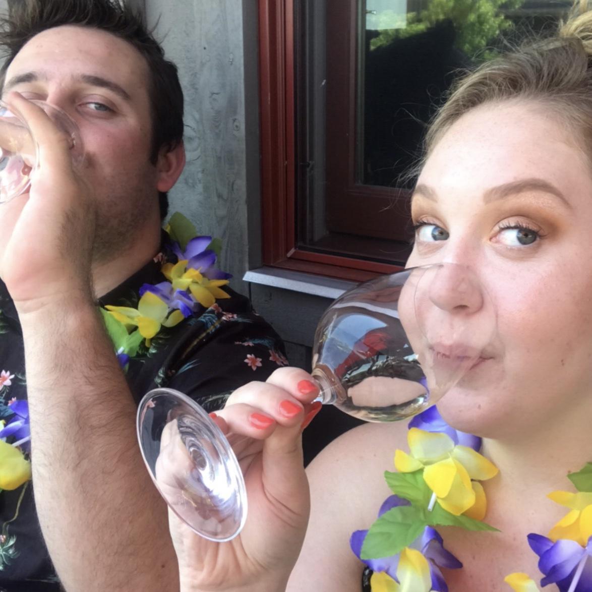 Brad & Amber Dawn winetasting with family, 2020