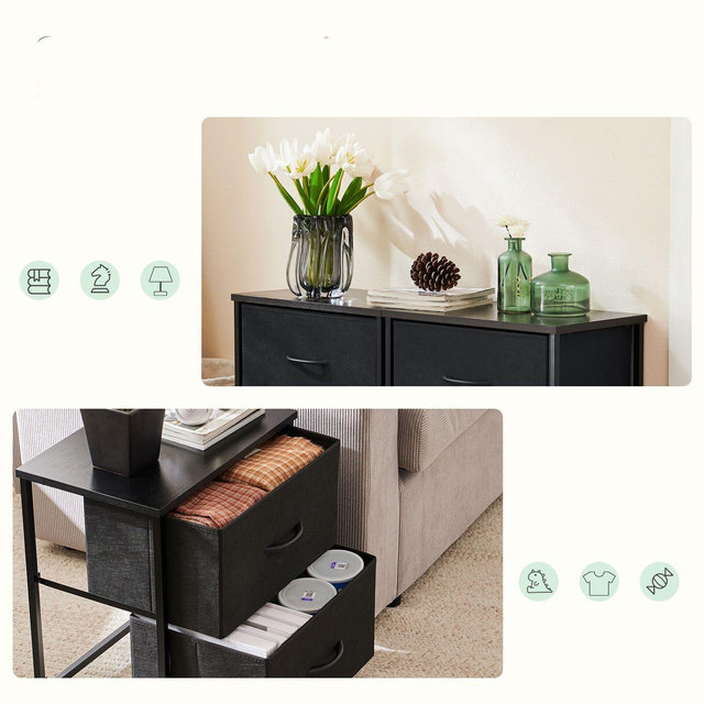 JIONJOY 2 - Drawer Nightstands Set of 2| Black