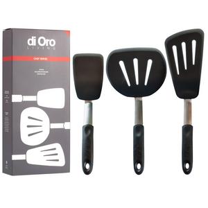 DI ORO Chef Series 3-Piece Silicone Turner Spatula Set - 600ºF Heat-Resistant Flexible Rubber Silicone Spatulas - Best Silicone Cooking Utensil Set - Egg Turners, Pancake Flippers, Kitchen Spatulas