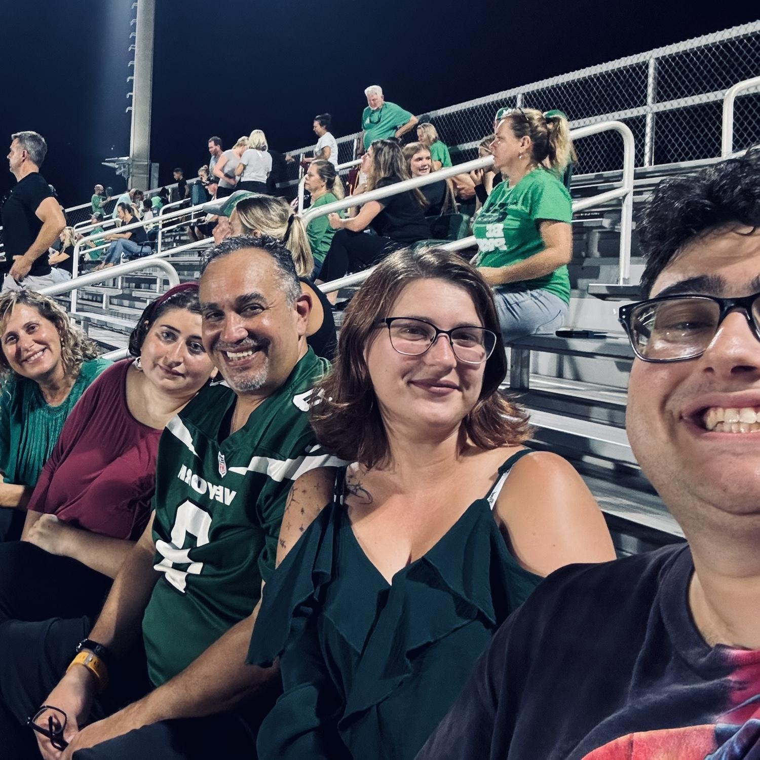At a football game with family