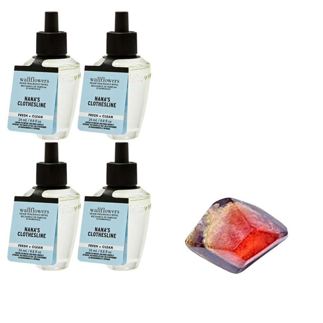 Nana's Clothesline - White Barn Bath/Body - 4 Pack Wallflowers Home Fragrance Refills 0.8 fl oz / 24 mL and Stone Soap Natural (Packaging May Vary).