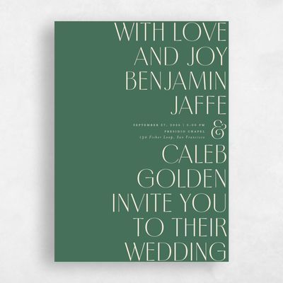Green Elegant Wedding Invitation - Mendoza Type