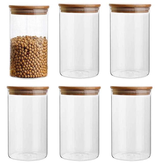 NETANY 36 Pcs Spice Jars with Bamboo Lids - 4 oz Round Glass Spice Jars  with Labels, Minimalist Farmhouse Spice Labels Stickers, Collapsible  Funnel