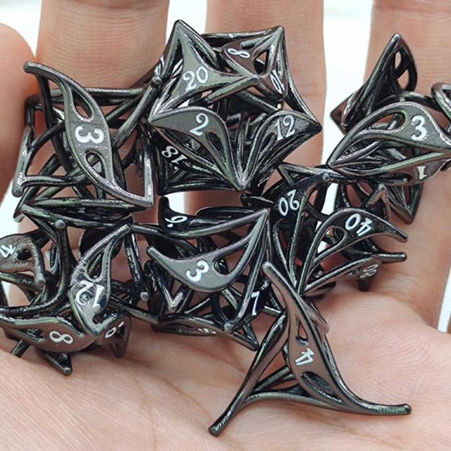 Black Swirl Metal Dice-Vortex Polyhedral...