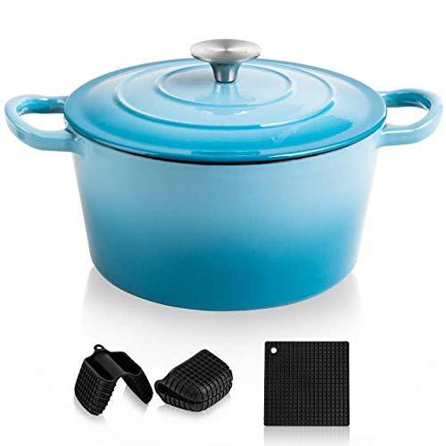 Crock Pot Artisan 5 Quart Enameled Cast Iron Dutch Oven Teal Ombre - Office  Depot