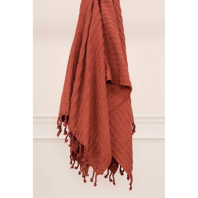 50"x60" Textured Striped Throw Rust - Rizzy Home