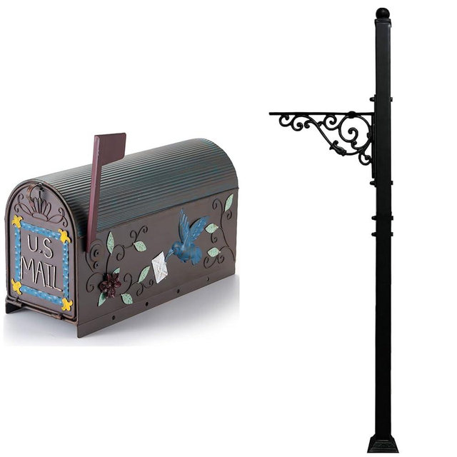MEIYIHUI Heavy Duty Galvanized Steel Mailbox and Post Combo