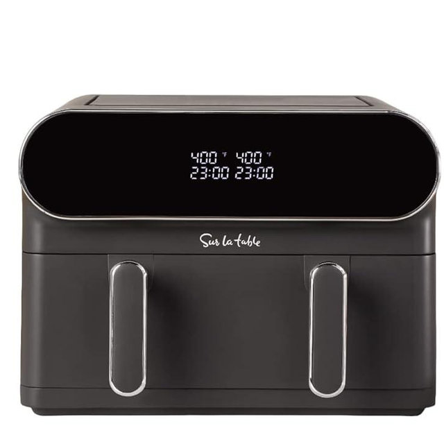 Sur La Table 11-Quart Digital Double Basket Air Fryer - 1700W Dual Zone with Touchscreen Display, Sync Cook & Separate Settings, Includes Crisper Tray & Separator, Safe Kitchen Appliance for Food Prep