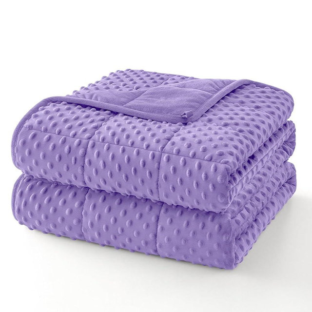 Topcee Weighted Blanket for Adults (20lbs 60"x80"), Minky Dots Heavy Blanket for Woman, Man Sleeping, Soft, Cozy and Cooling Weighted Throw Blankets, Machine Washable, Purple