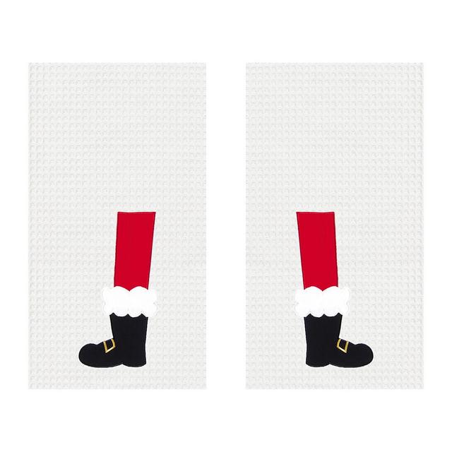 C&F Home Santa Boots Waffle Weave Kitchen Towel Set of 2