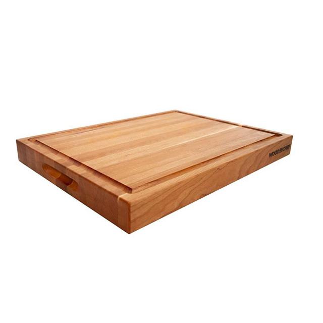 Medium Wood Cutting Board from American Cherry - A Reversible Butcher Block that Comes with Juice Groove for Cutting Meat and Juicy Veggies Easily - Cherry Chopping Board - 16x12x1.5 inches