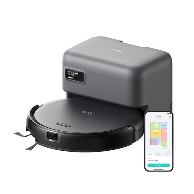 eufy Auto-Empty C10, Robot Vacuum with Self Empty Station, 2.85-Inch Ultra-Slim Body, Carpet Cleaning, Edge Expansion Brush, Point Laser and Multi-Infrared Navigation