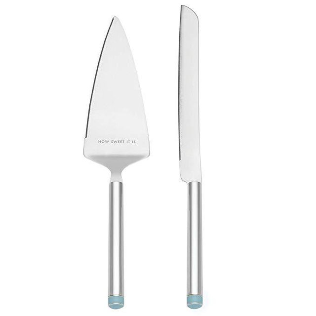 Kate Spade New York Take the Cake Knife and Server 2-Piece Dessert Serving Set, Silver-plate and Turquoise