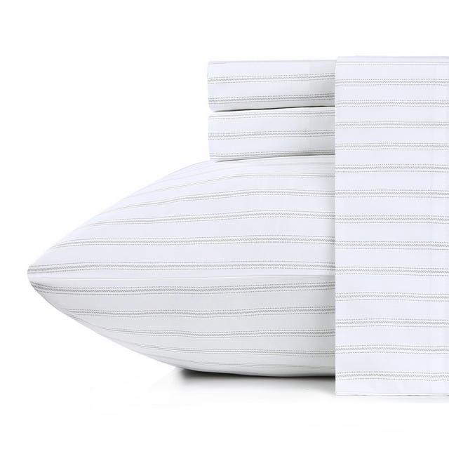 5-Star Luxury Sheet Set, 600 Thread Count Cotton Sateen, Soft Bed Sheets with Deep Pockets by California Design Den - Ticking Stripe Pattern, Queen