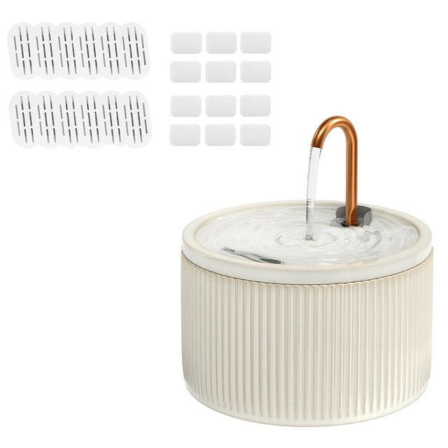 MISFANS Cearmic Cat Water Fountain with 12 Packs Cat Water Fountain Filters