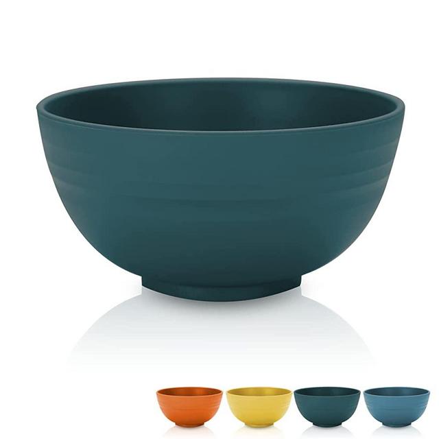 Kyraton Cereal Bowls 4 Pieces, Unbreakable And Reusable Light Weight Bowl For Rice Noodle Soup Snack Salad Fruit Dishwasher Safe, Microwave Safe BPA Free (Dark Green)