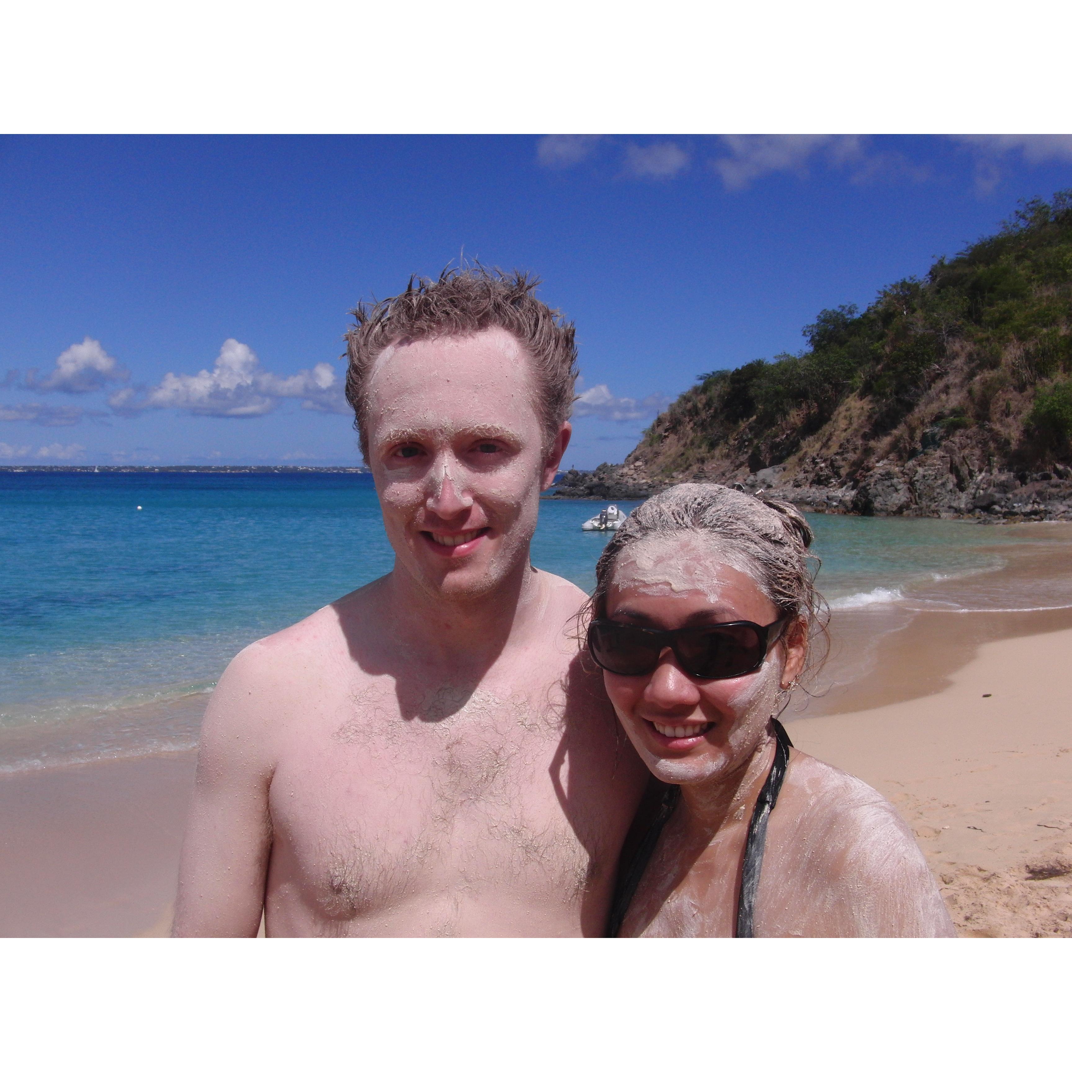 Don't forget to exfoliate!  Mud baths at Happy Bay