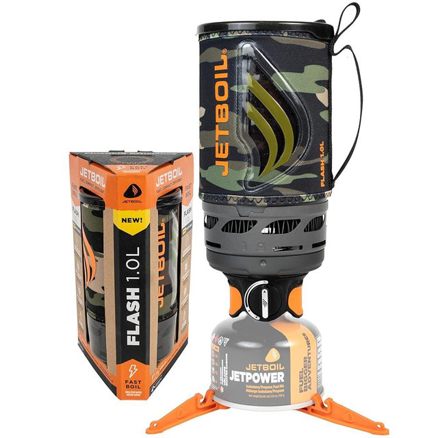 Jetboil Flash 1.0L Portable Fast Boil Stove for Camping and Backpacking with 1-Step Auto Ignition, New for 2025, Propane/Isobutane Burner with Cooking Cup