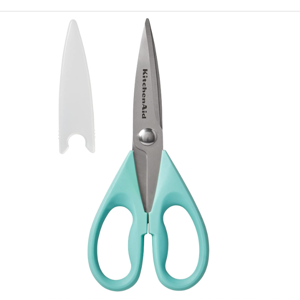 KitchenAid All Purpose Kitchen Shears with Protective Sheath Durable Stainless Steel Scissors, Dishwasher Safe, Soft Grip Comfort Handle, 8.72 Inch, Black