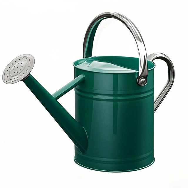 SunnyTong Metal Watering Can for Outdoor and Indoor Plants, Watering Can Decor, 1 Gallon (Green Stainless Steel Handle)