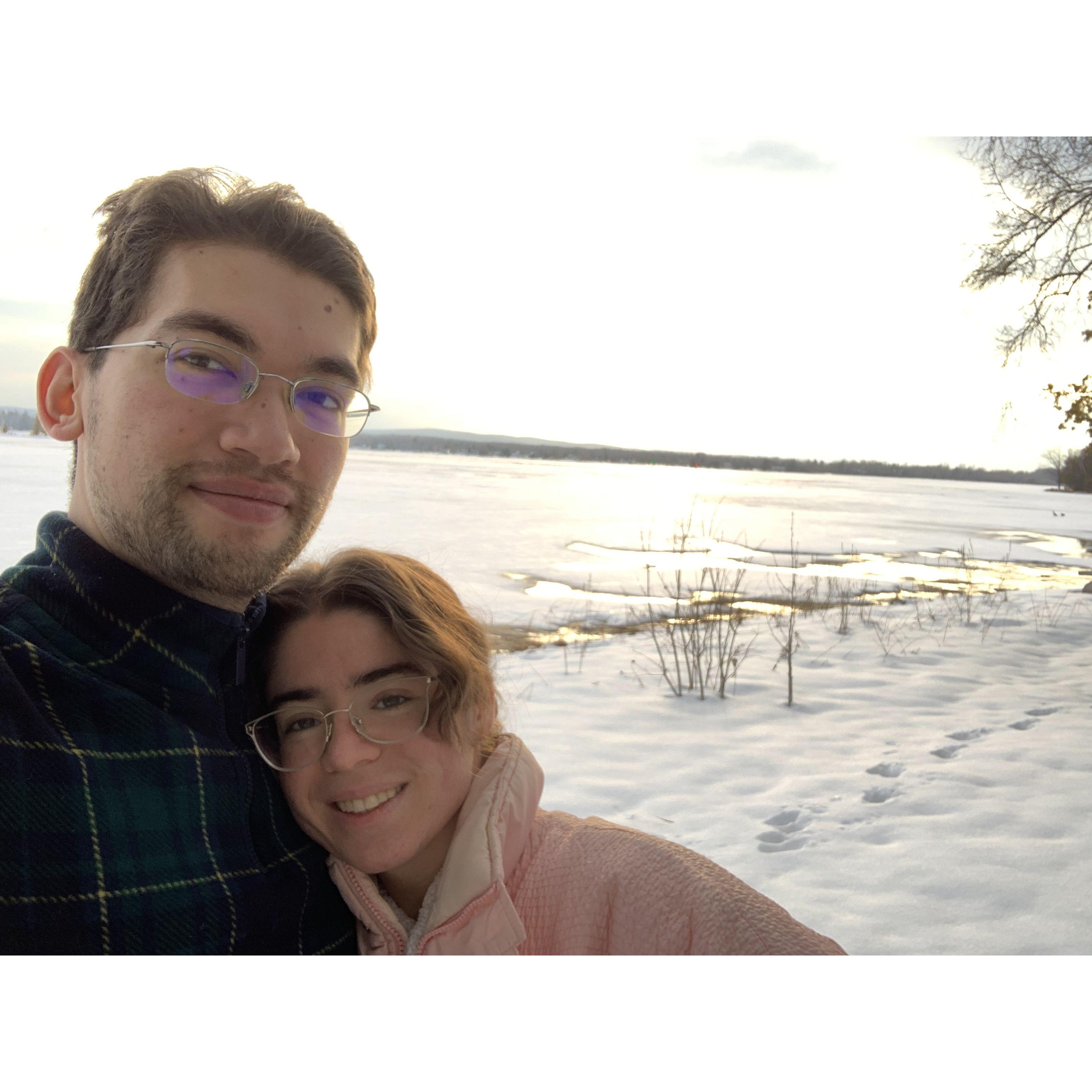 On a frozen lakeshore near Boyne Mountain