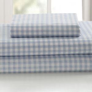 Laurel & Mayfair King Gingham Print Sheet Set Blue