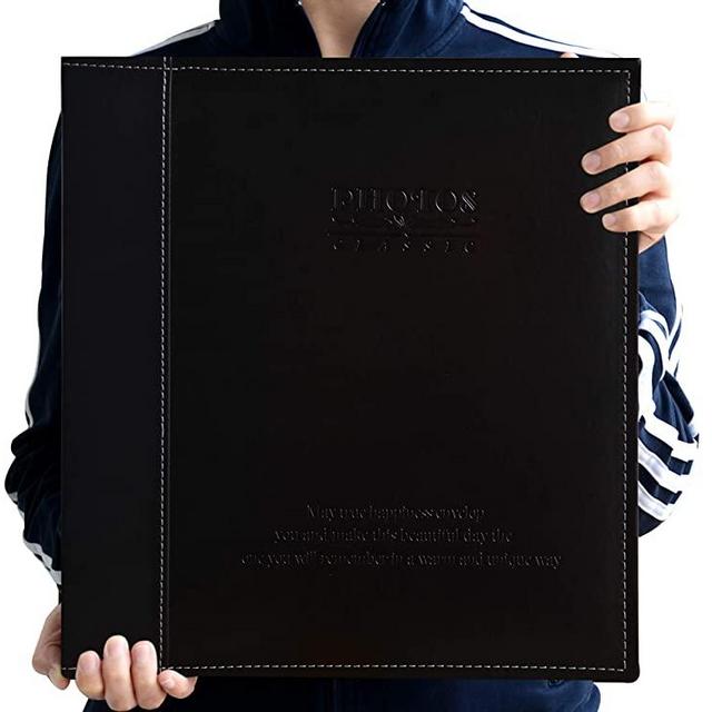 ZOVIEW Magnetic Self-Stick Page Photo Album, Family Album, Leather Cover, Hand Made DIY Albums Holds 3X5, 4X6, 5X7, 6X8,8X10 Photos A52035 (Black)