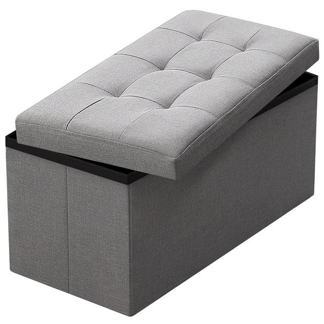 Camabel Folding Storage Ottoman Bench Cube Holds Up to 660lbs 30 inch Fabric Storage Chest with Memory Foam Seat Footrest Padded Upholstered Stool Tufted for Bedroom