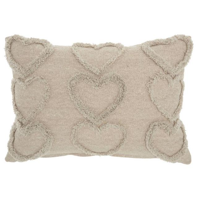 Life Styles Raised Hearts Throw Pillow Khaki - Mina Victory