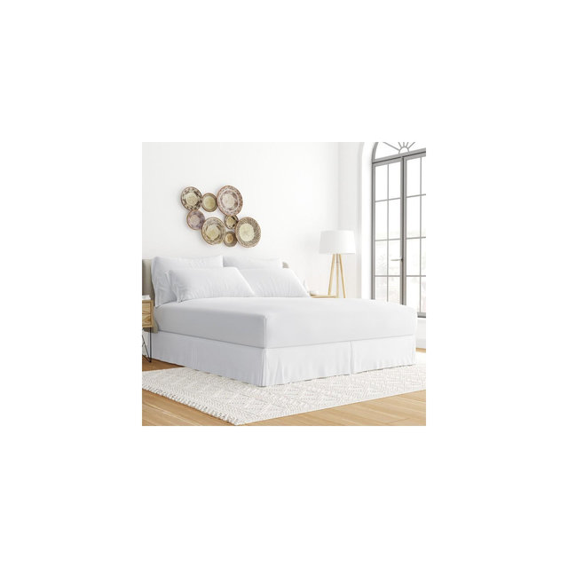 Premium Pleated Dust Ruffle Bed Skirt - Becky Cameron, King, White