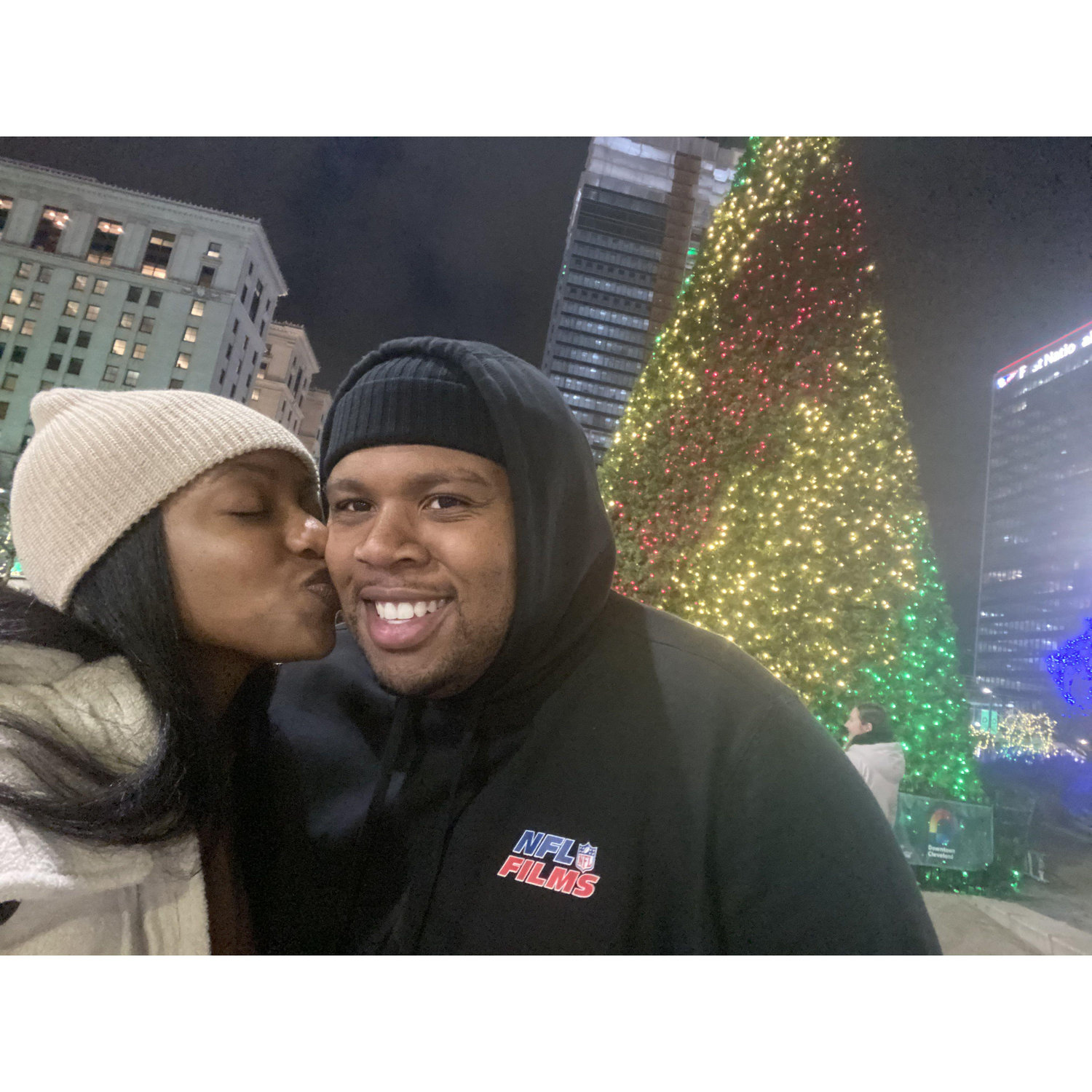 Alex was sent on his first directing trip for the NFL in Cleveland, OH on Christmas. Daysjia immediately booked a flight so they can celebrate this milestone, Christmas, and her birthday together!