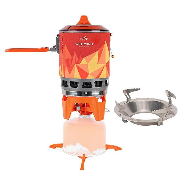 WILD-WIND Star X3 Outdoor Camping and Backpacking Stove Cooking System ：Portable Camping Stove with Piezo Ignition POT Support.