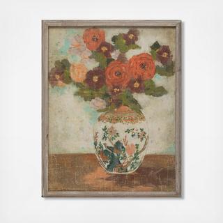 Wood Framed Flowers in Vase Wall Decor