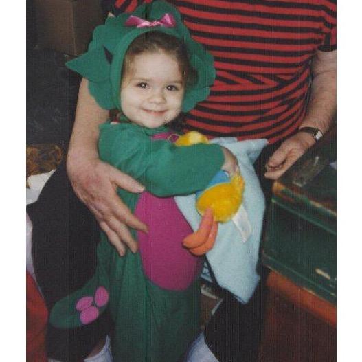 Alexis dressed as Baby Bop from Barney (Halloween 1997)