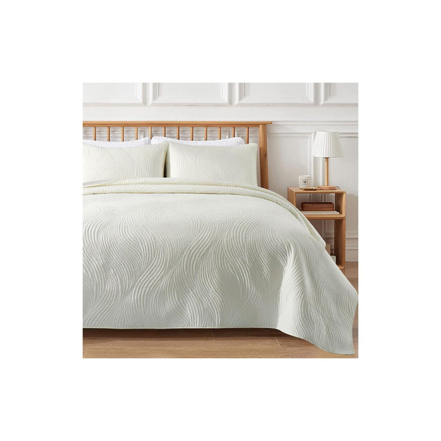 Peace Nest Soft Quilted 3-Piece Coverlet Set Ivory, King