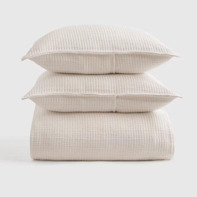 Organic Ribbed Cotton Coverlet Set