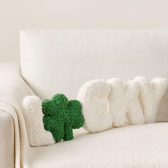 Lucky Shaped Pillow, Ivory Multi