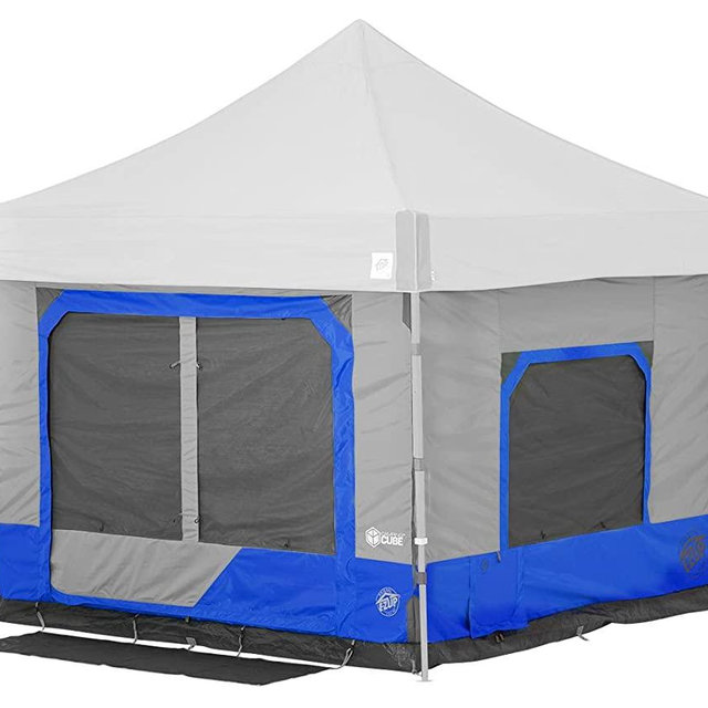 E-Z UP Camping Cube 6.4, Converts 10' Straight Leg Canopy into Camping Tent, Royal Blue