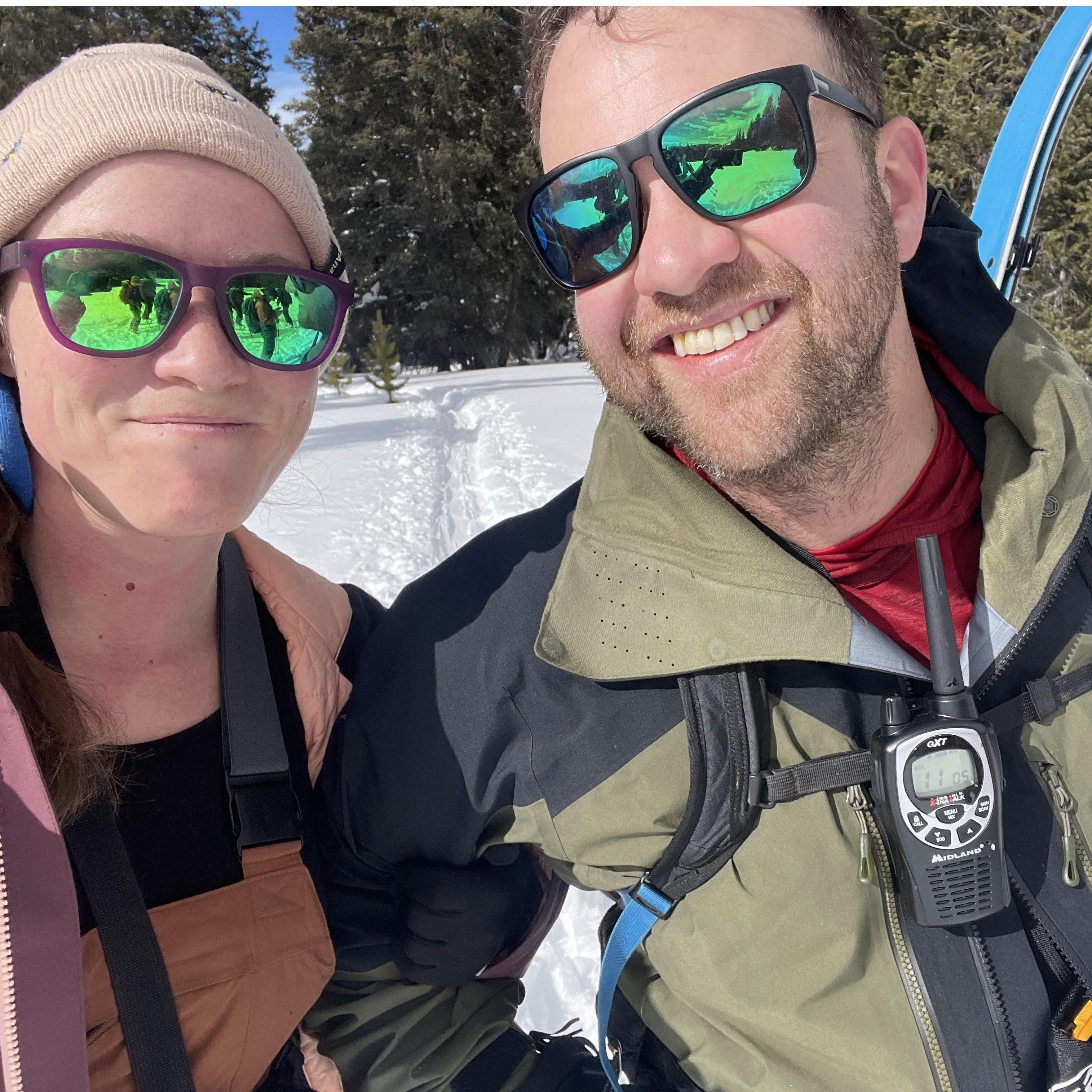 Adam, the most patient man in the world, bringing Louise on a Hut Trip.